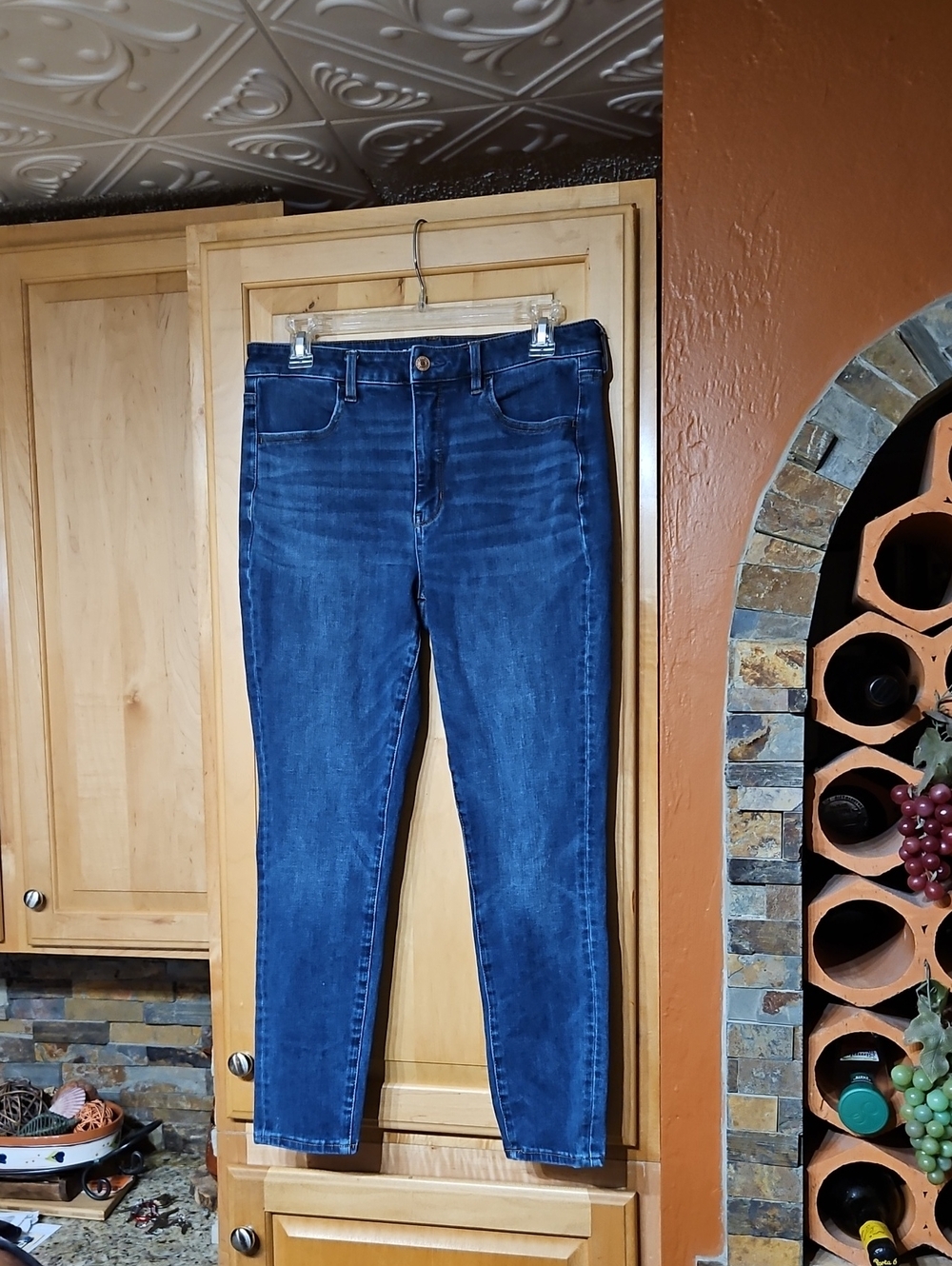 American Eagle Distressed Blue Dream Stretch Super High-Rise Jegging Jeans